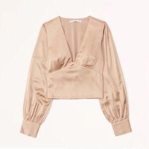 Abercrombie & Fitch Satin Puff Sleeve Top
